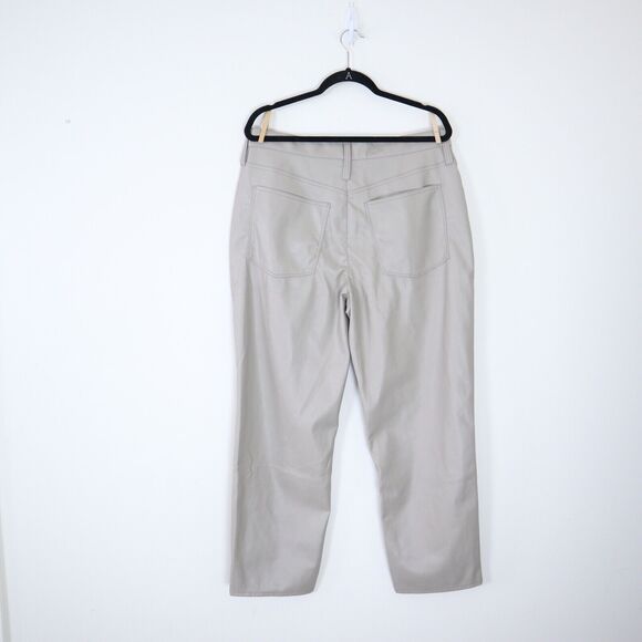 Madewell Size 32 The Perfect Vintage Faux Leather Straight Leg Pants Linen Cream - Picture 7 of 10
